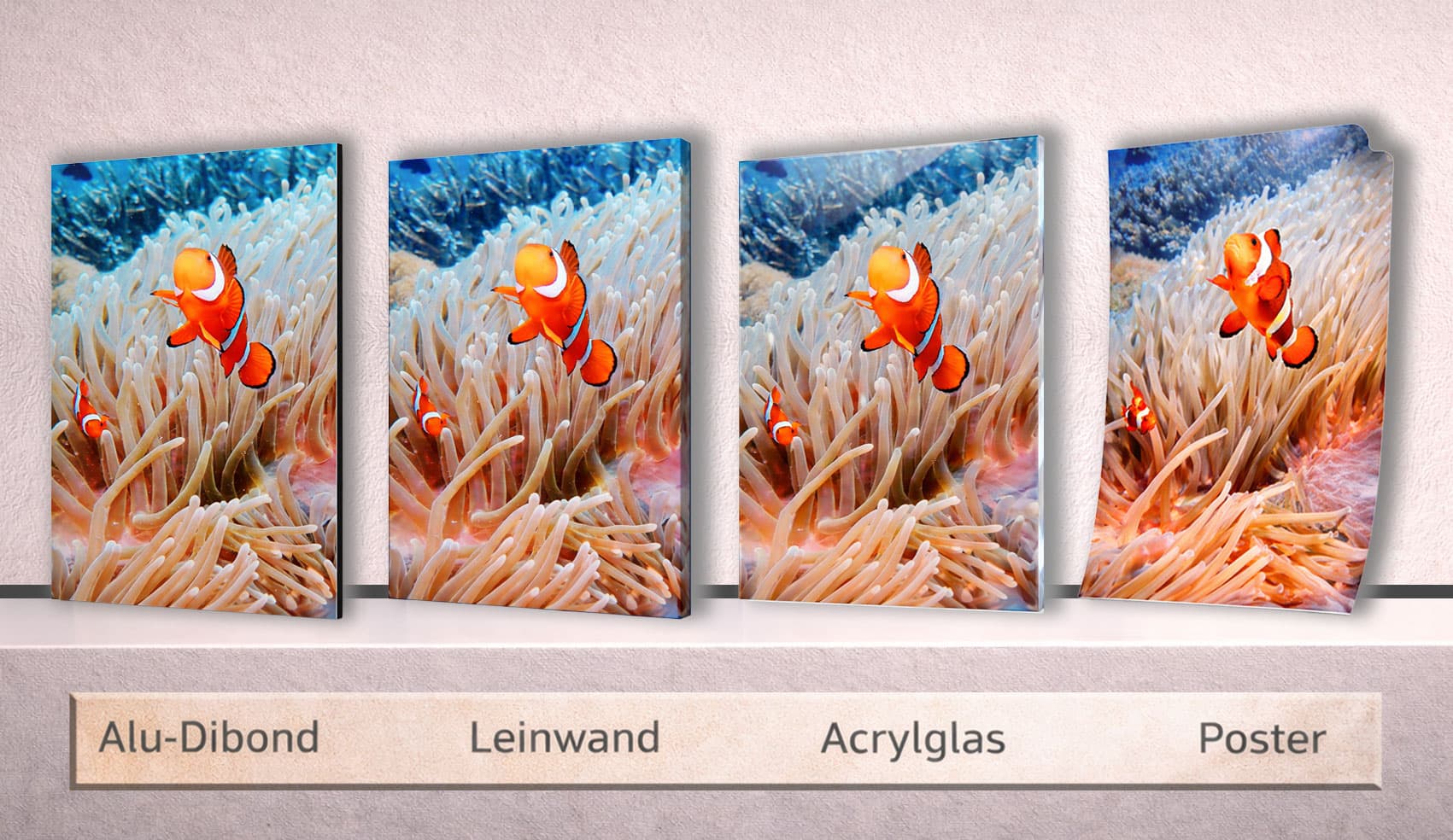 Unterschiede zwischen Aluminiumplatte, Leinwand, Acrylglas und Poster